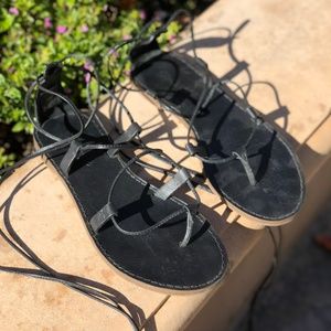 Madewell Black Lace Up Sandals (Size 6)
